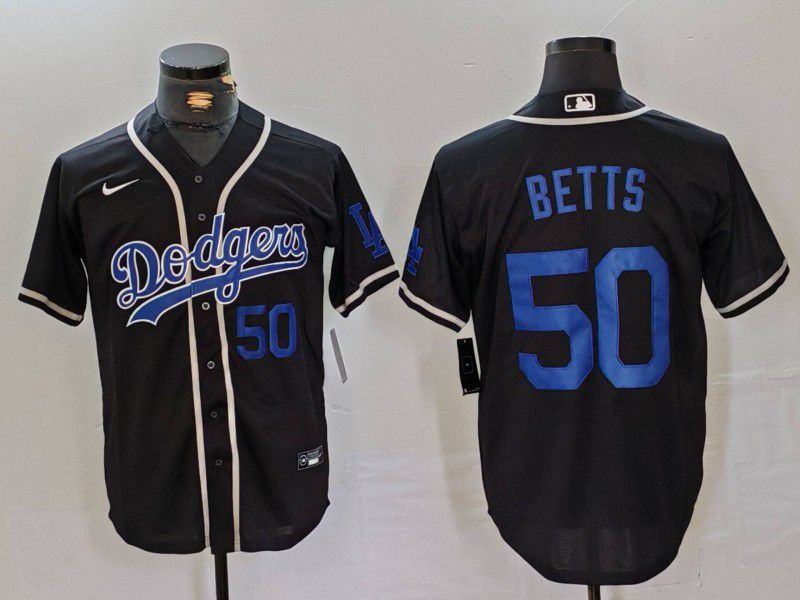 Men Los Angeles Dodgers #50 Betts Black Fashion Nike Game MLB Jersey style 44